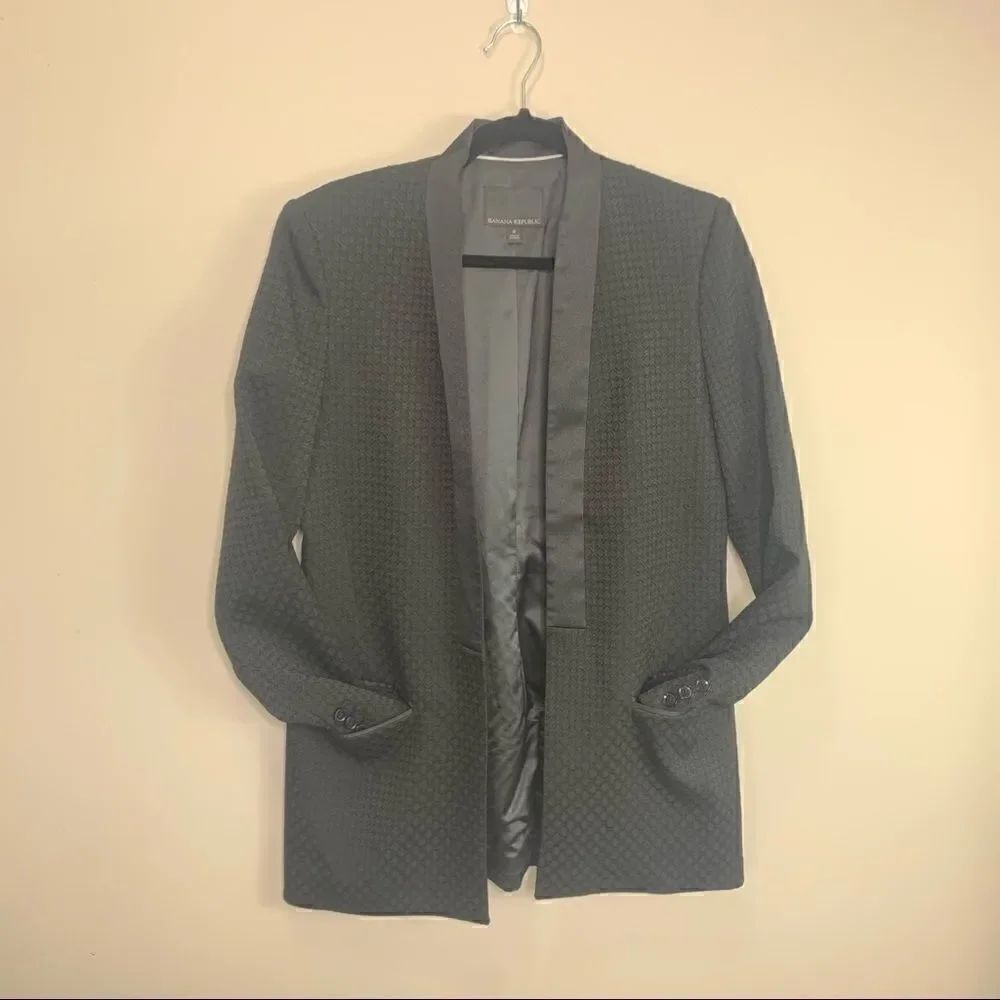 Banana republic black blazer jacket satin texture